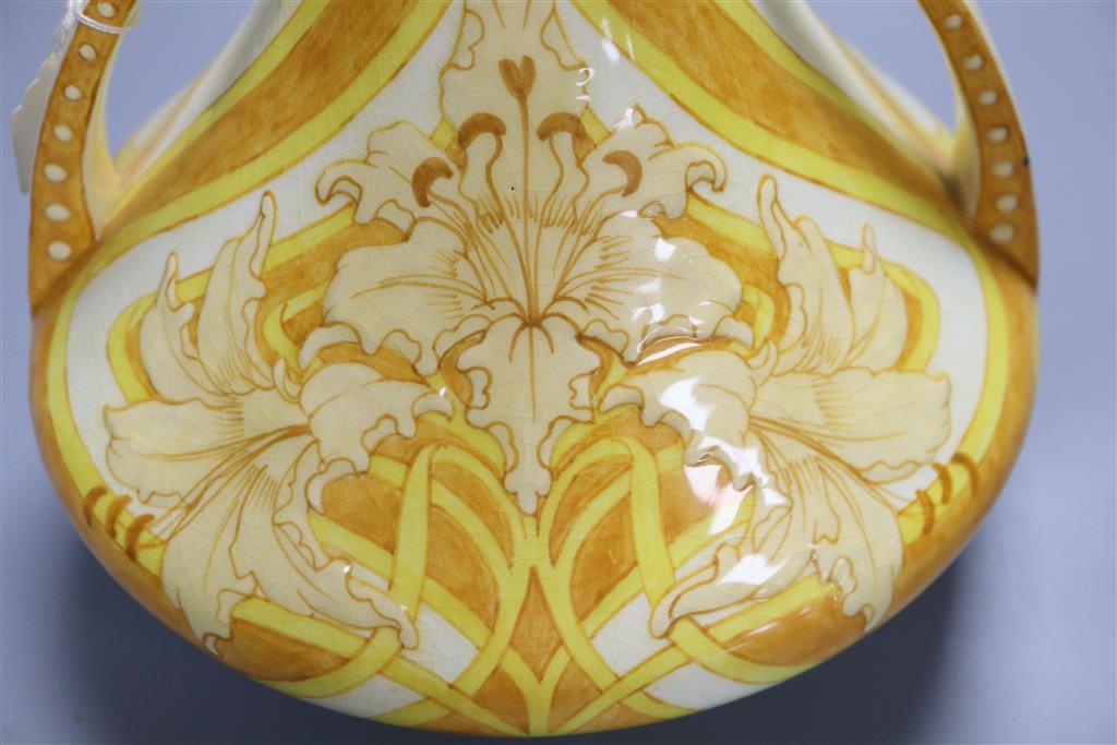 A Boch Freres yellow glazed vase, 38cm